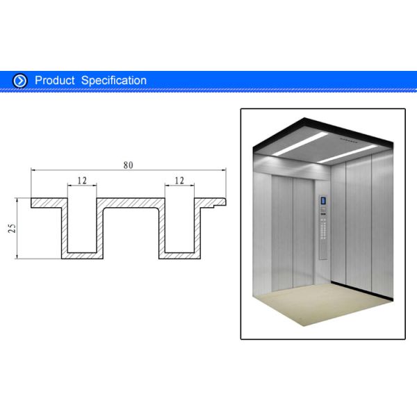 80 mm Aluminium Elevator Door Sill ,  Elevator Door System Aluminum Door Threshold Replacement
