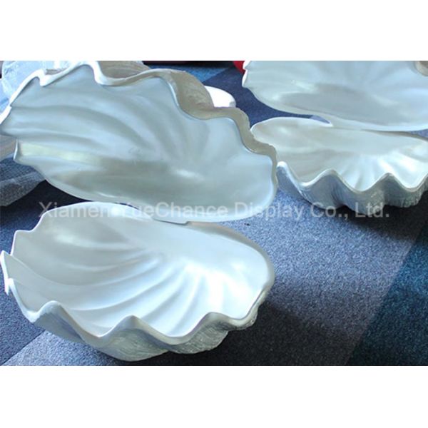 Pearl White Color Window Display Decorations Fiberglass Sea Shell Bag Display Rack