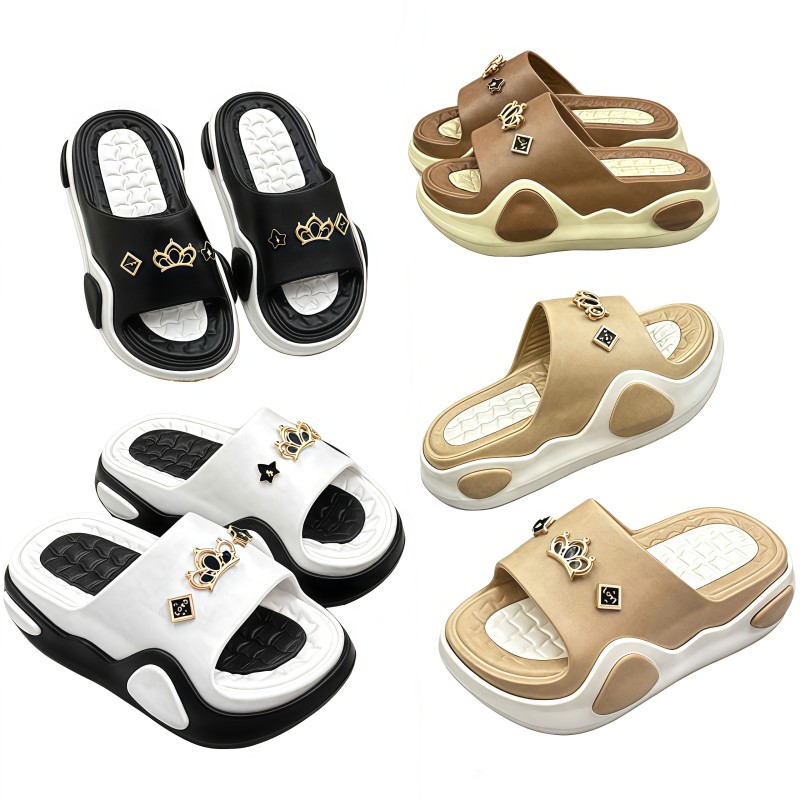 EVA Women Crown Charm Thick Sole Slides Luxury Casual Non-slip Slippers