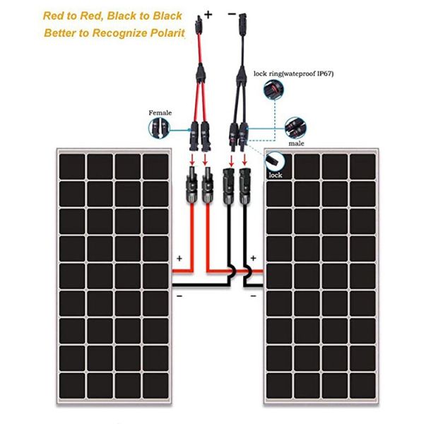 H1Z2Z2-K Solar PV Cable Connector Stranded 6mm Insulated Wire Connector Panel Solar Y Branch Cable DC 1500V 6mm PV Wire