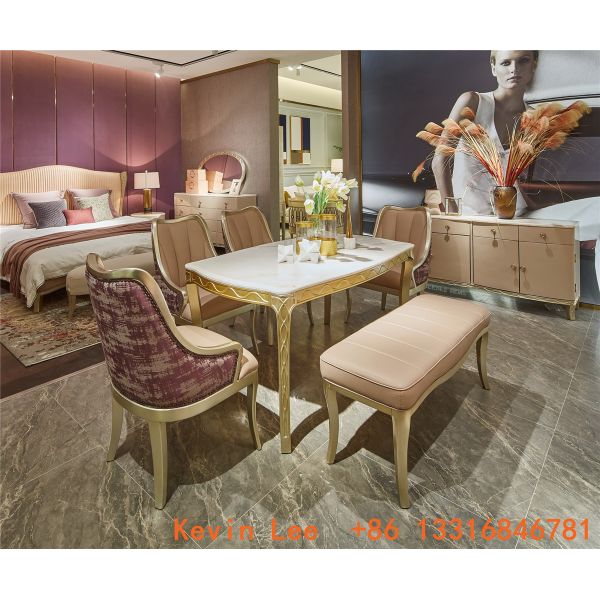 American style Sofa set furniture by fabric upholstered light luxury sofa with Sofa tables and foot ottoman for Villa