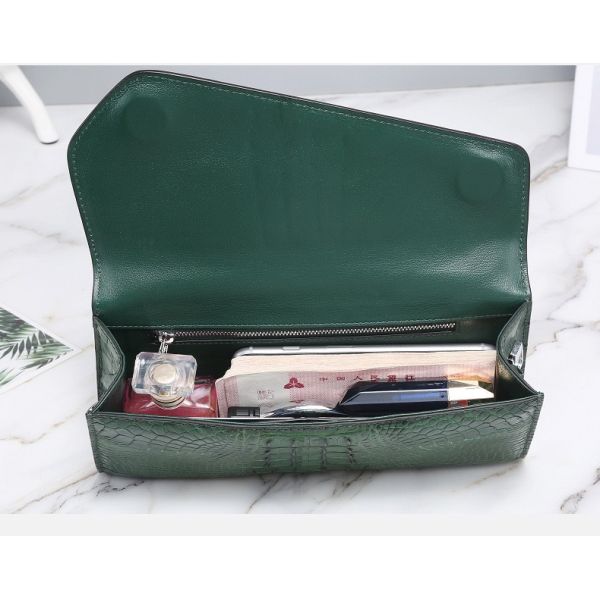 Authentic Crocodile Skin Women Envelop Purse Genuine Alligator Leather Lady Phone Clutch Bag Female Cross Shoulder Bag