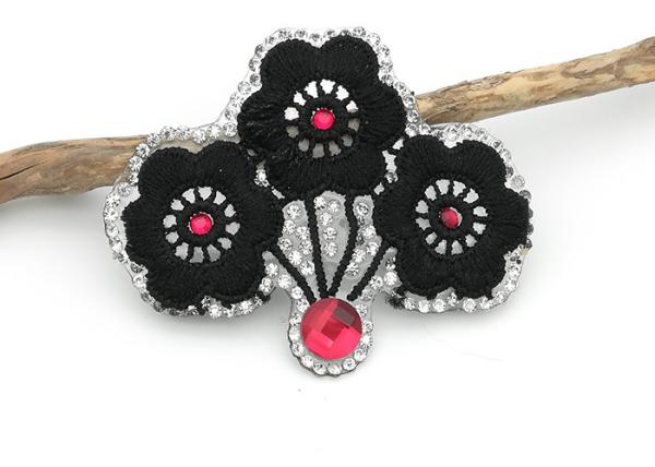 Black Flower Embroidery Patches Wintersweet Shaped Customized Color / Size