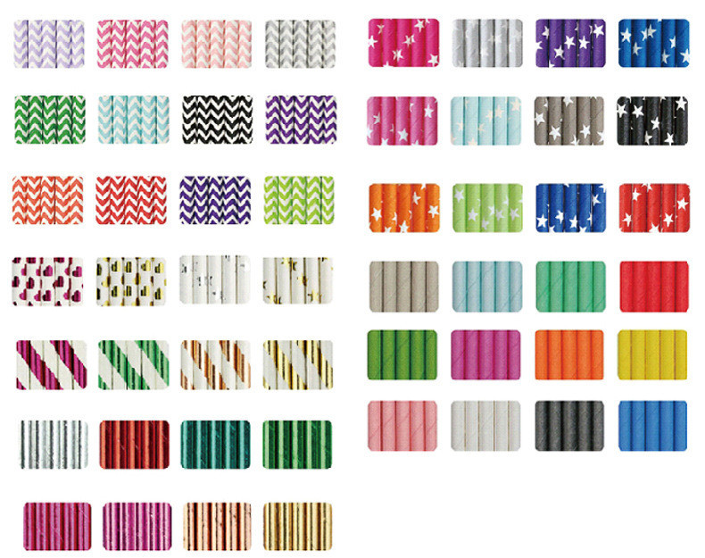 Multicolour Biodegradable Disposable Straw for Juice Milk Beverage 6mm*197mm Paper Straw