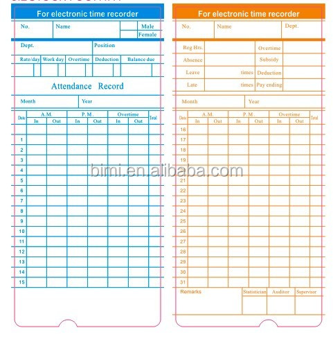 50pcs/ pack Time Cards for time recorder C050 Monthly pay cards Weekly optional Item C050