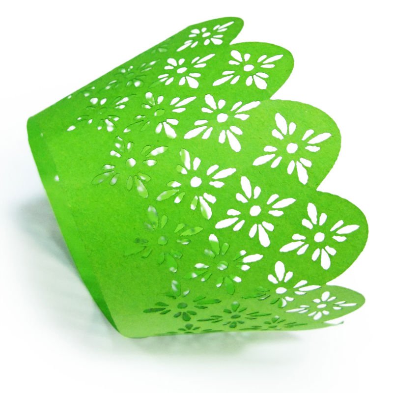 Green Personalized Laser Cut Decorative Cupcake Wrappers holders for decorating