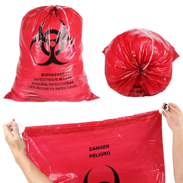 Sacos de plástico do Biohazard do LDPE do HDPE dos PP para o desperdício médico do hospital