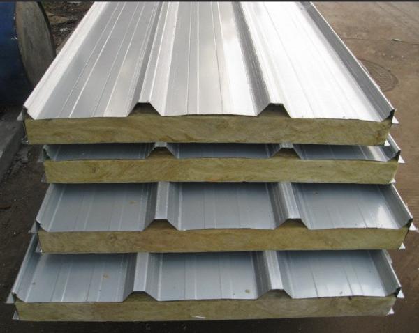 Rockwool Insulated Sandwich Panel Roofing Fire Resistant For Prefab Houses