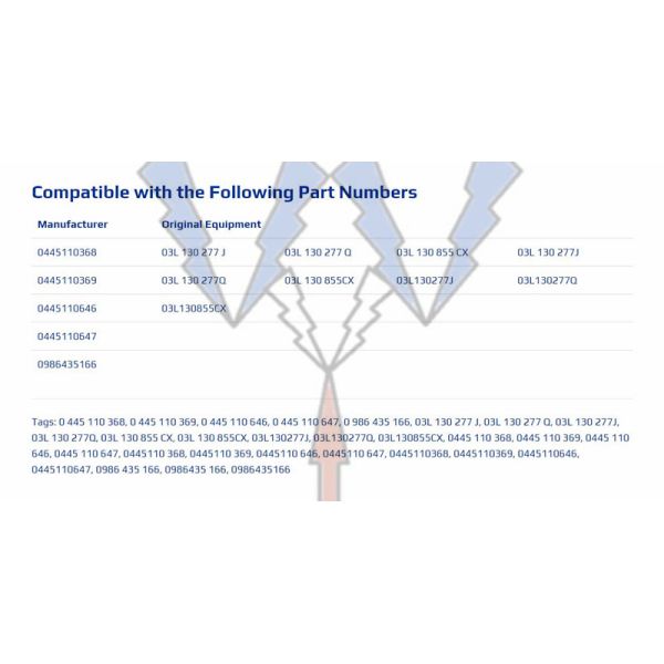 BOSCH GENUINE FUEL INJECTOR 0445110369 0445110646 0445110368 0445110647 FOR AUDI SEAT SKODA VW 03L130277J 03L130855CX