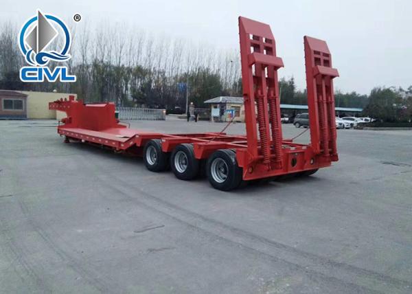 Low Bed 50 Ton Semi Trailer Trucks 3 Axles Gooseneck Drop Deck