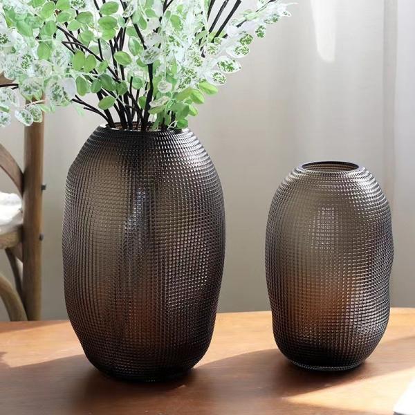 Vaso de vidro de âmbar Decoração da mesa de jantar peça central estilo vintage moderno 32cm