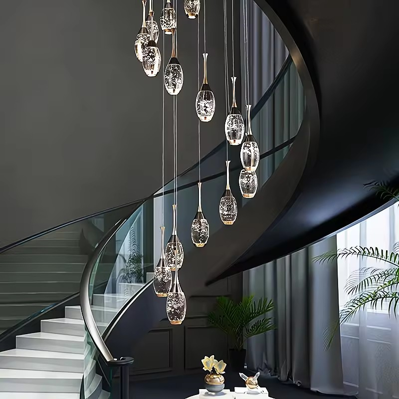 Simple Led Crystal Chandelier Modern Personality Creative Spherical Ceiling Lighting Luxury Hotel Apartment Lobby Hanging Lamp