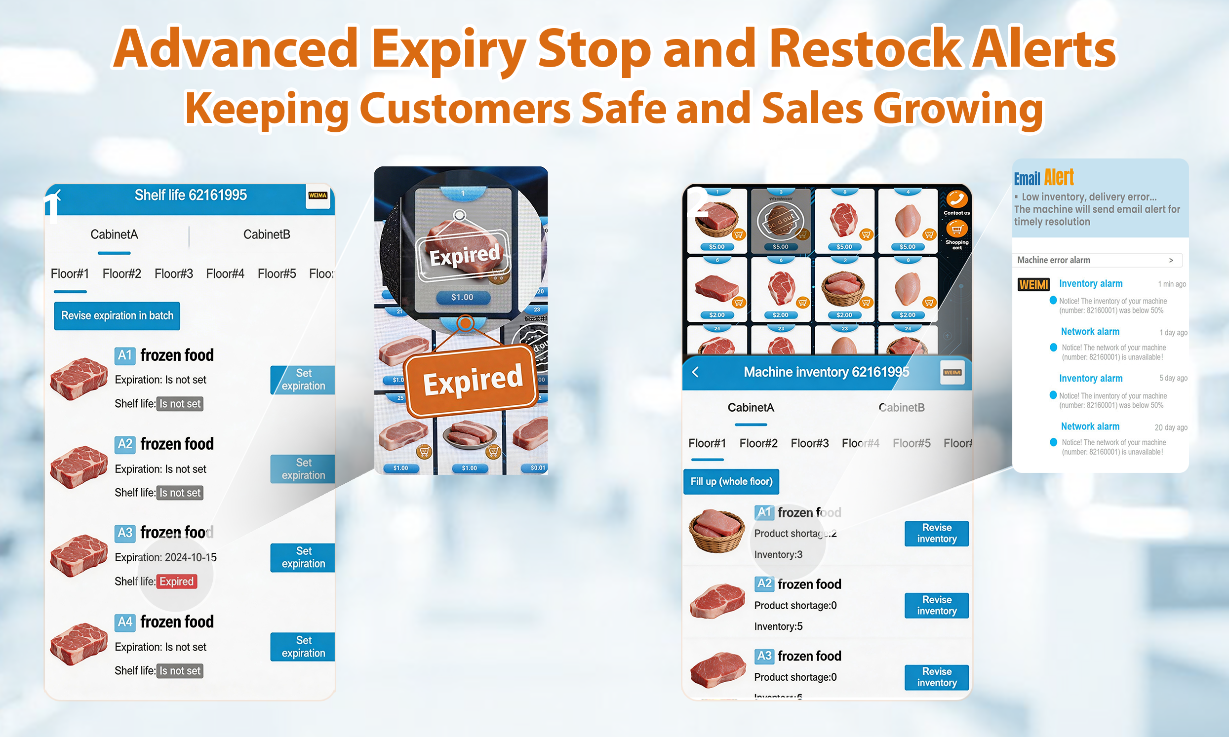 WEIMI Smart Frozen Meat Vending Machine with Freezer & Remote Control for Butchers, Meat Distributors & Food Retailers