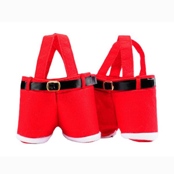 Santa Claus Pants Shaped Gift Bags for Holiday Gifts Candy Bag Christmas Decorations