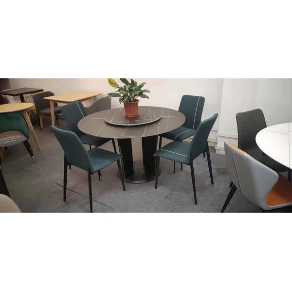 Haze Blue Antique Wooden Throne Chair Fire Retardant Faux Leather Wood Frame Chair