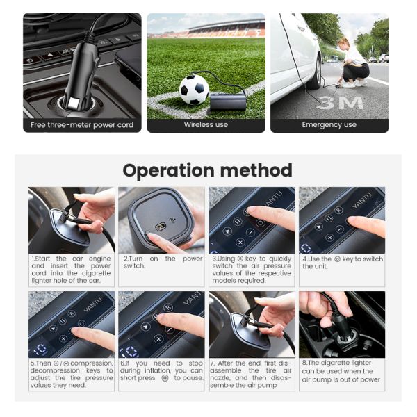 Portable Cordless Universal Electric Car Tire Inflator with Digital Automatic Function