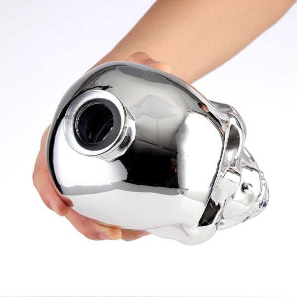 Cap with Brush Seal Transparent Gold and Silver Skull Glass Whisky Vodka Wine Bottle