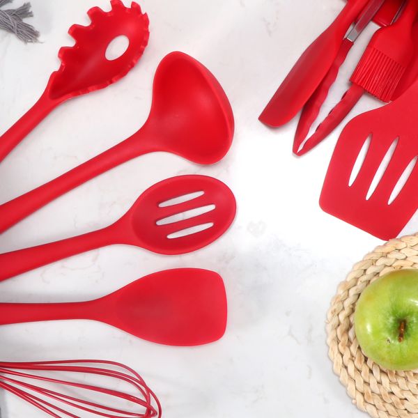 Green Silicone Support for High Temperature Cooking in Nonstick 10 Pcs Kitchen Utensil Set