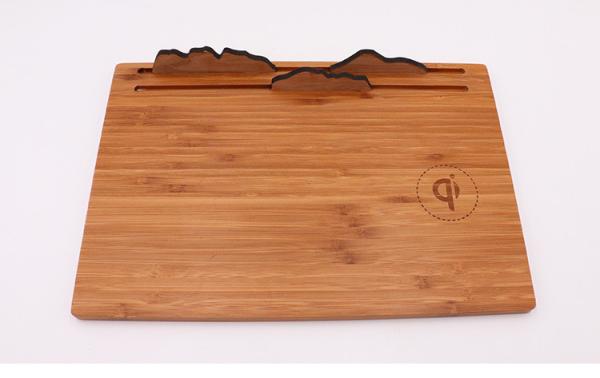 Three in One Qi Bamboo Wireless Charger Mouse Pad iPad Use Wooden Phone Stand