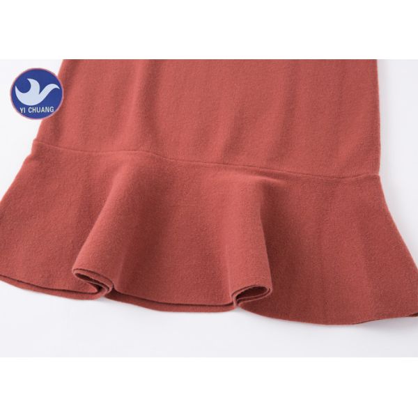 V Neck Sleeveless Womens Knitted Dresses Sweaters Frills On Bottom