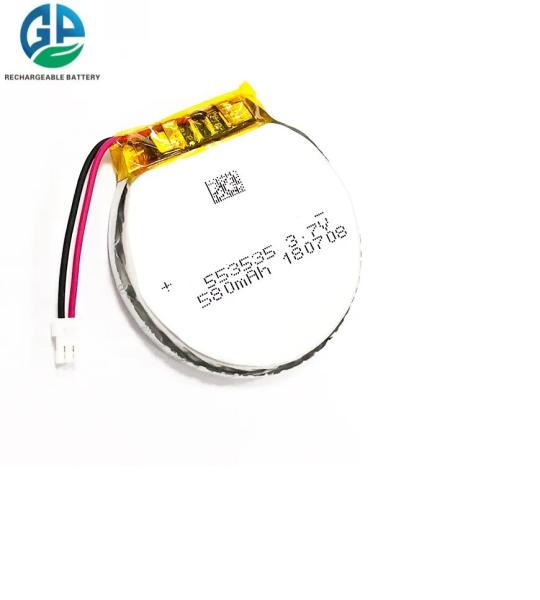 553535 capacité élevée de 580mah 3.7v Li Ion Polymer Battery Circle Shape