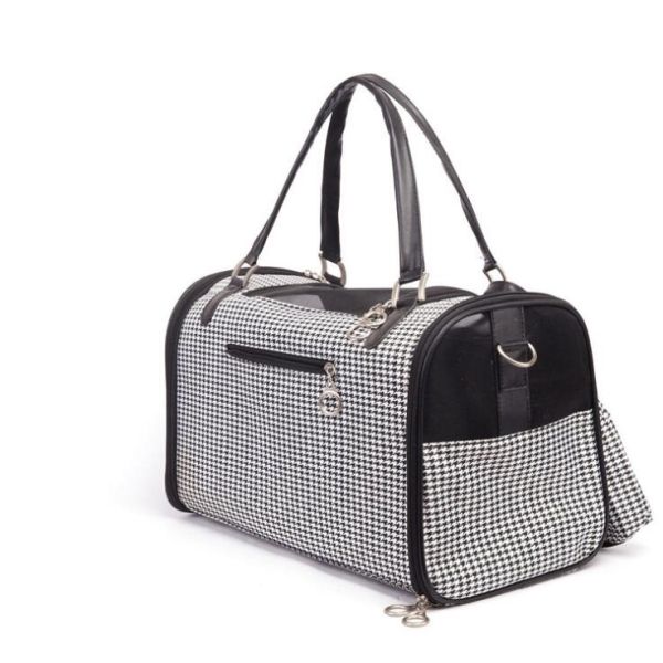 Classic Pet Carrier Bag Houndstooth Pattern Heavy Duty Customized Logo