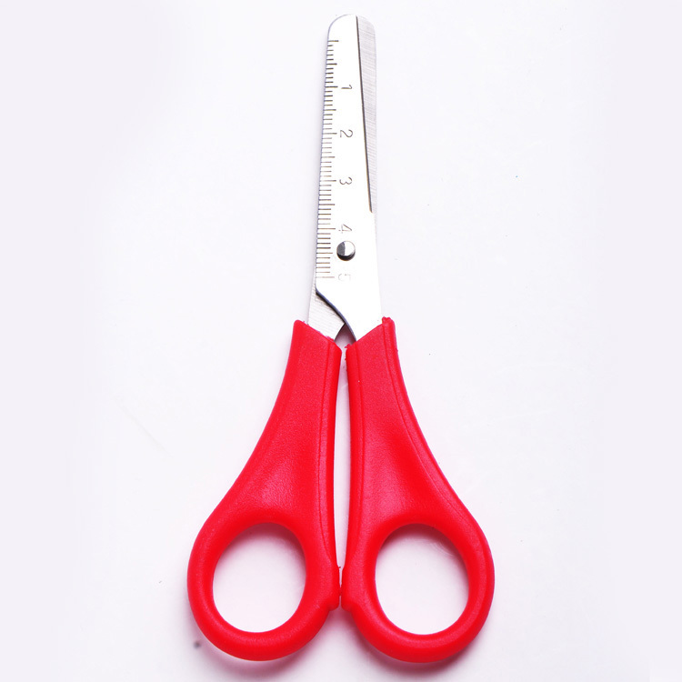 Wholesale safety plastic handle and carbon steel student scissor