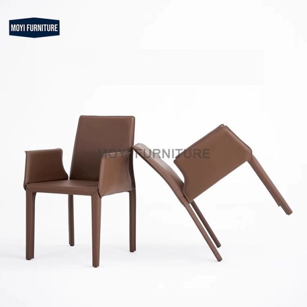 American Retro Standard Size Nordic Italian Style Villa Club Model Room Hotel Engineering Furniture Customizable Leather Dining Chair Book Chair