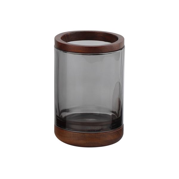 Acacia Wood Glass Bathroom Accessories With Natural Soap Dispenser Pump Head