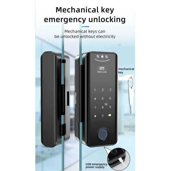 YAGU Smart Electric Lock Smart Wifi Digital Double Sliding Glass Door Handle Lock Tuya with Face Recognition Smart Lock