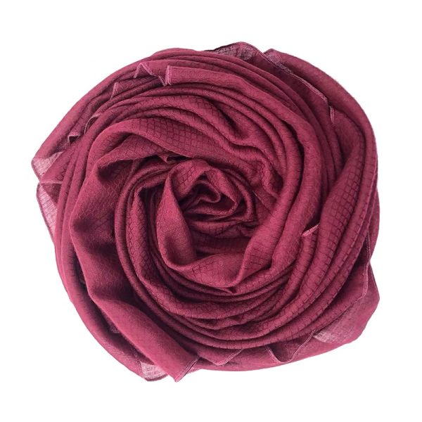 2022 New Arrivals Plain Jacquard Muslim Scarf Women Hijab Solid Color Diamond Check Water Ripple Cotton Voile square Scarf
