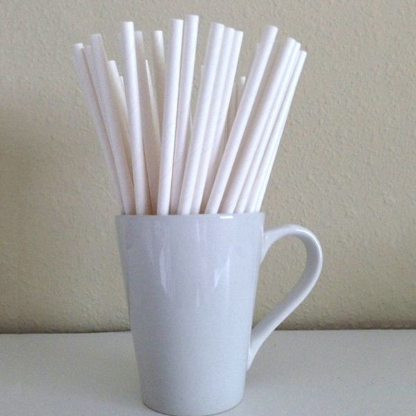 197mm 8mm White Plastic Free Biodegradable Compostable Paper Cocktail Straws