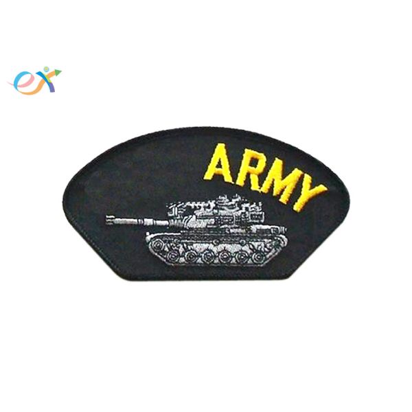 Black Embroidered Army Patches , Custom Made Embroidered Patches With Gold
