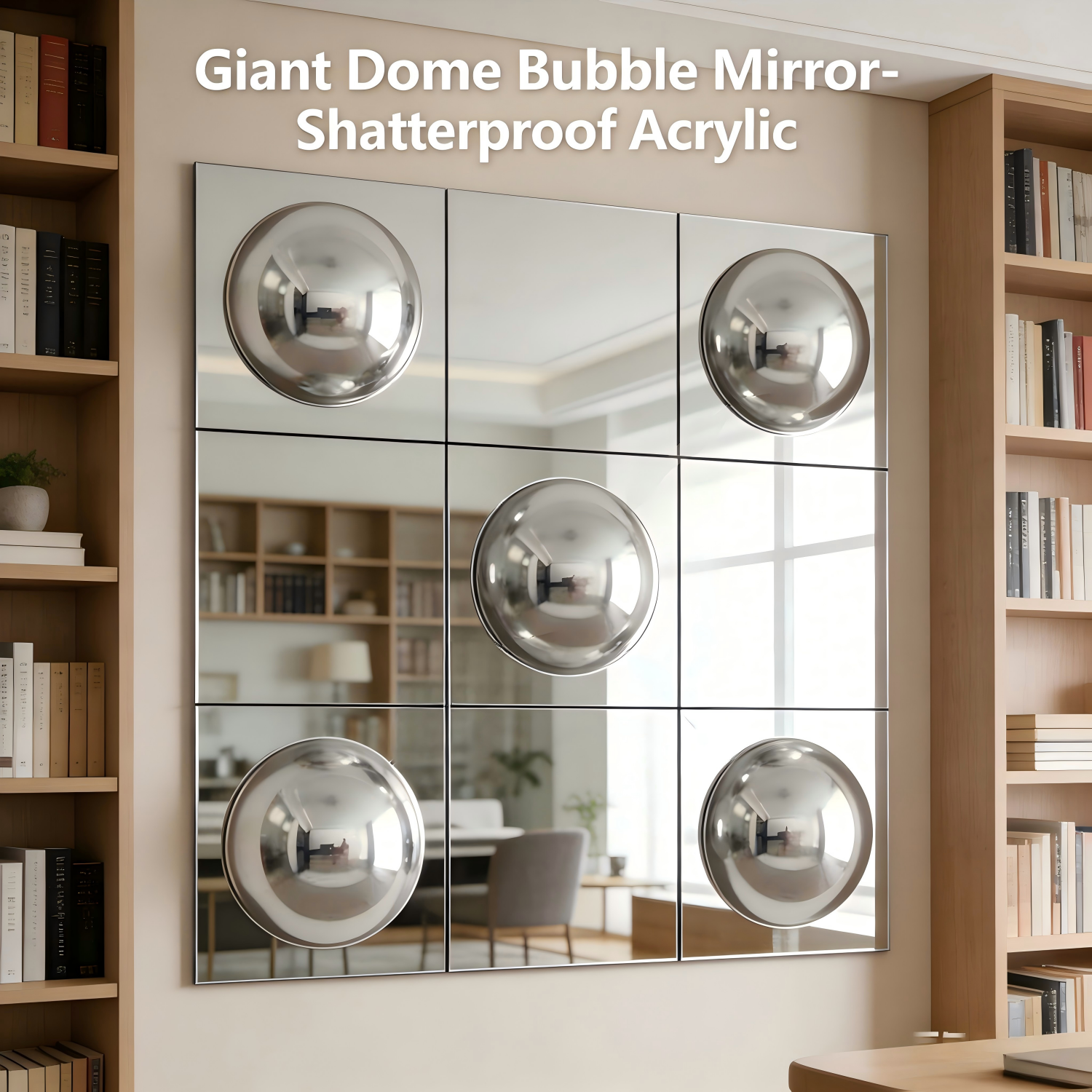 Art Deco Acrylic Convex Mirror 55.5 × 55.5cm Large Bubble Mirror For Hotel Home
