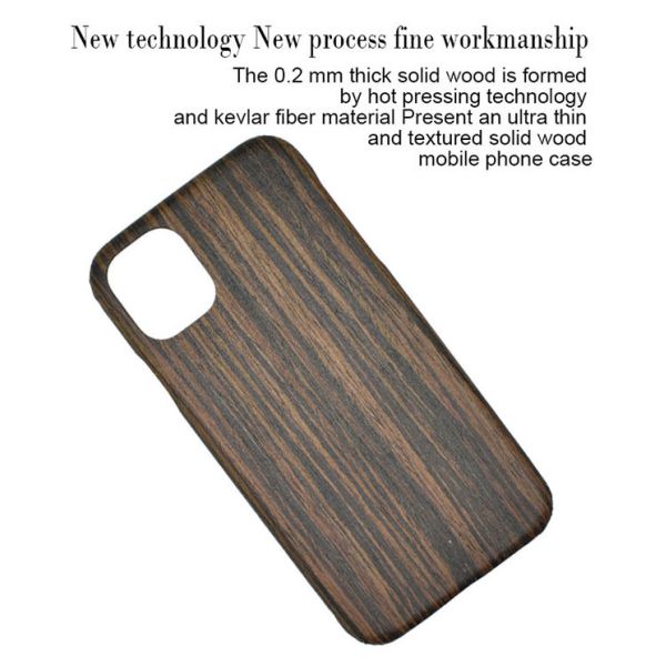 Анти- случай телефона черного дерева iPhone 11 отпечатков пальцев выгравированный деревянный