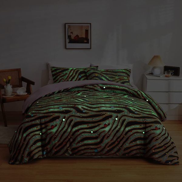 Белый цветочный набор постельного белья для детей мальчики девочки двойные 2 ПК светит в темном покрытии одеяла