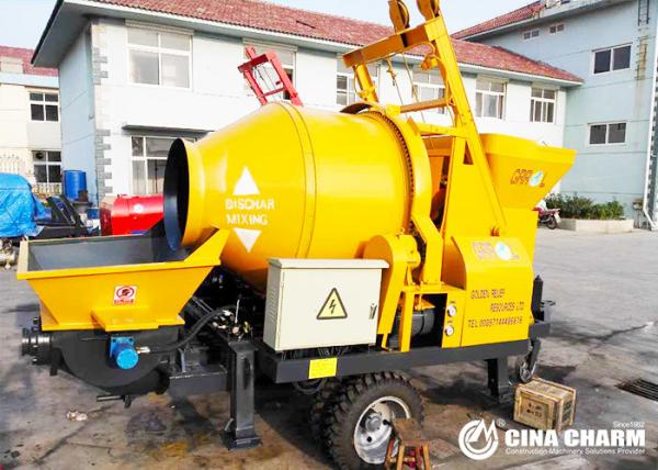 Large Flow Mobile Concrete Mixer With Pump And Electric Motor Type 30 m3/h
