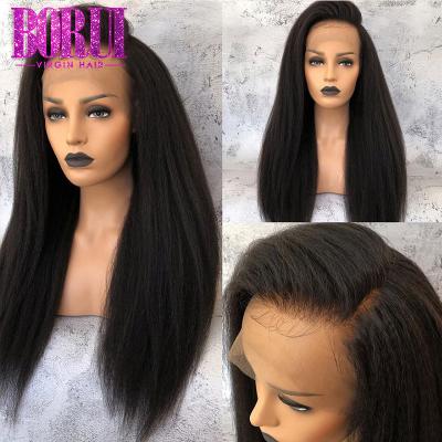 100% Virgin 360 Lace Frontal Wig Brazilian Yaki Straight Natural Black