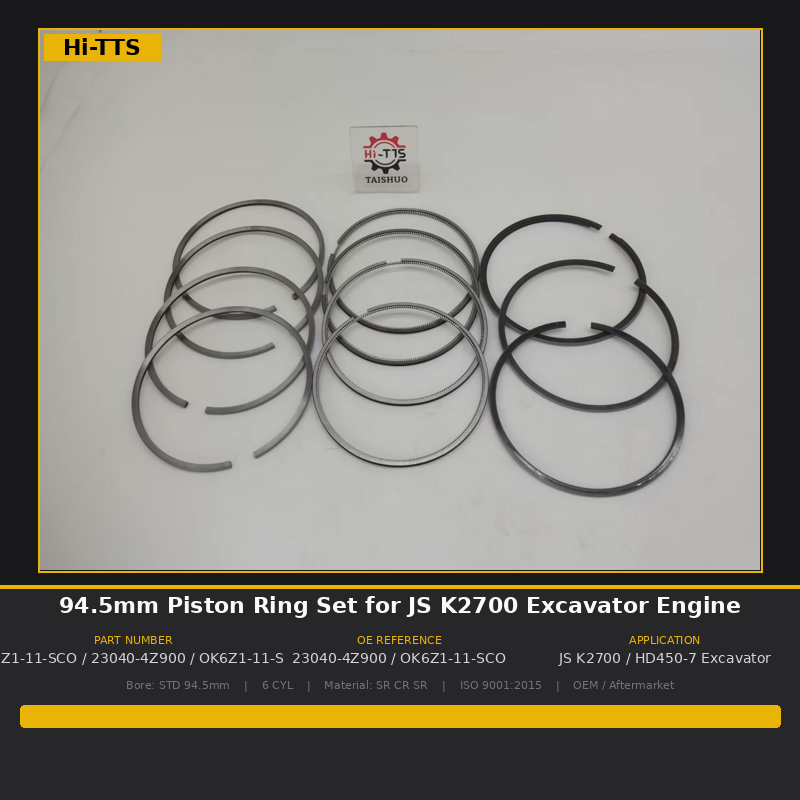 94.5mm Piston Ring Set OE 23040-4Z900 K6Z1-11-SCO OK6Z1-11-SCO Standard Size Replacement for JS K2700 Excavator Engine