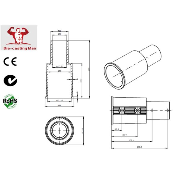 Диекастинг алюминиевый переходник уличного света переходника определяет размер 60мм, соответствующий на размер 80мм поляка