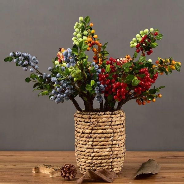 Christmas Berry Stem Artificial Plants Red and Blue Berries for All Festivals Occasion