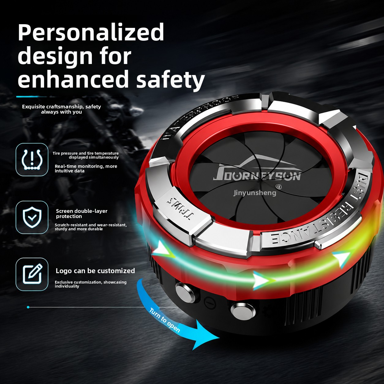 Motorcycle TPMS Wireless Tire Pressure Monitoring System OEM T02 Left Side Waterproof LCD Screen Real Time Tire Temperature