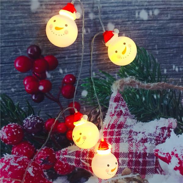 Christmas String Lights Battery Powered LED Lights Xmas Tree Indoor Outdoor Decoration Santa Claus Snowman Snowball Ornament