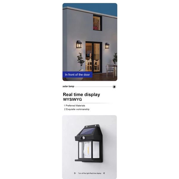 80lm/w Courtyard Garden Decoration Waterproof Solar Wall Lamp with Motion Sensor