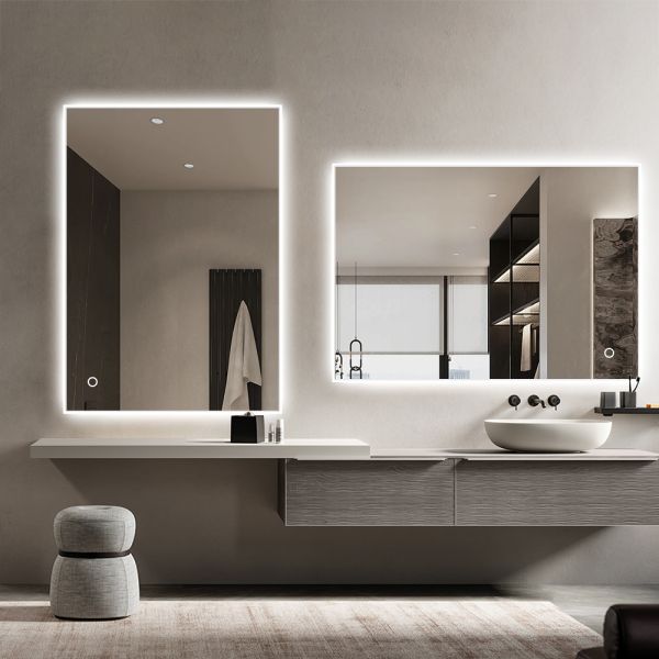 Acrylic Frame Smart Touch LED Demister Mirror , Bathroom Mirror With Lights And Demister