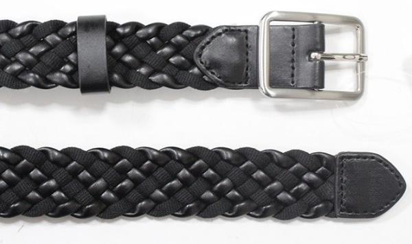 Black PU / Webbing Tape Womens Braided Belt With Nickel Satine Buckle