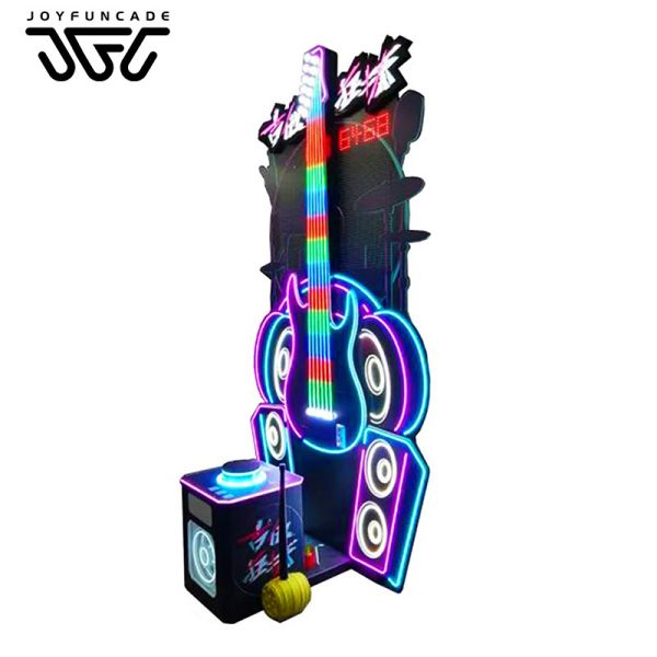 CrazyGuitar Hammer Arcade Machine Arcade Boxing Punch Machine Commercial Electronic Strength & Punching Tester  Deluxe Strength Machine 3M Tall Rock Theme Hammer Strike Game for Bars & FECs