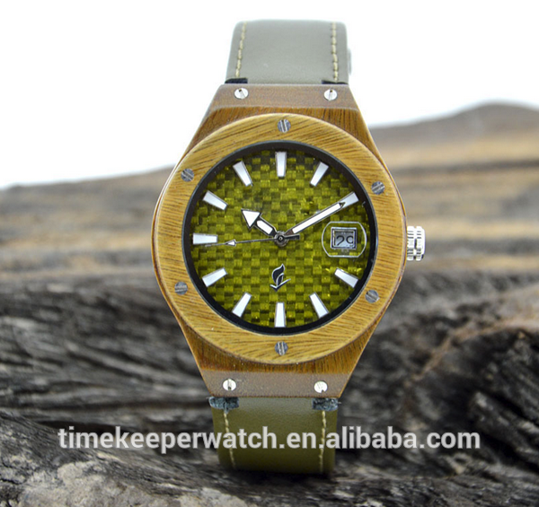 leisure time wood watches ,can make in water proof ,genuine leather watch strap ,