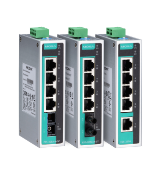 Redundant Power Ethernet Switch MOXA EDS-205A 5 Port 10/100 Mbps Unmanaged Switch With Redundant Dual DC Power Inputs