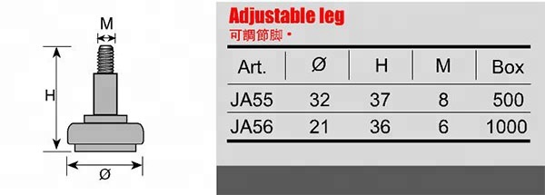 Furniture Cabinet Accessories Metal Adjustable Screw Threaded Glide Leveling Feet